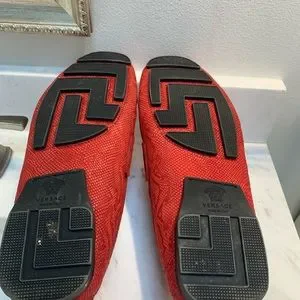 Brand new Versace red snake skin like loafers. VERSACE Embellished leather loafers | NET-A-PORTER main image 4